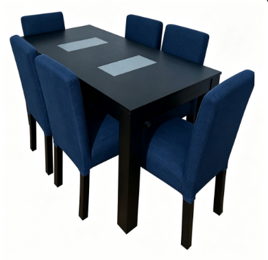 Producto - Juego de Comedor 6 Sillas Reforzadas + Mesa MDF Negra - Oferta - 2