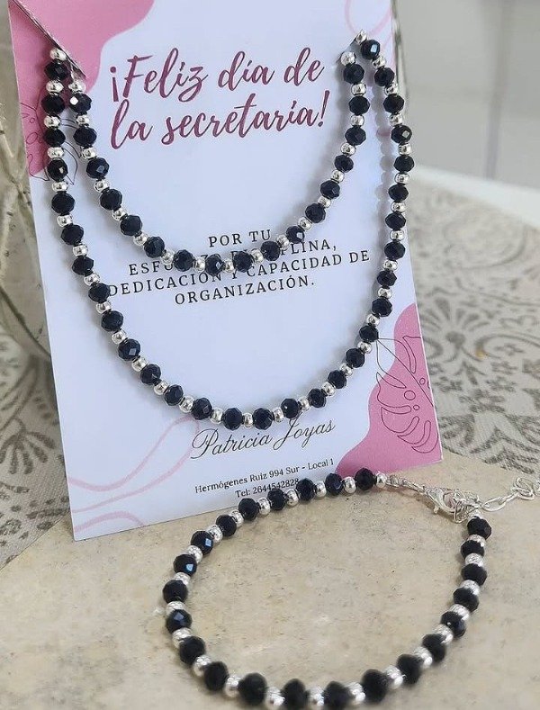 Producto - Conjunto choker y pulsera cristal 3 colores - 0