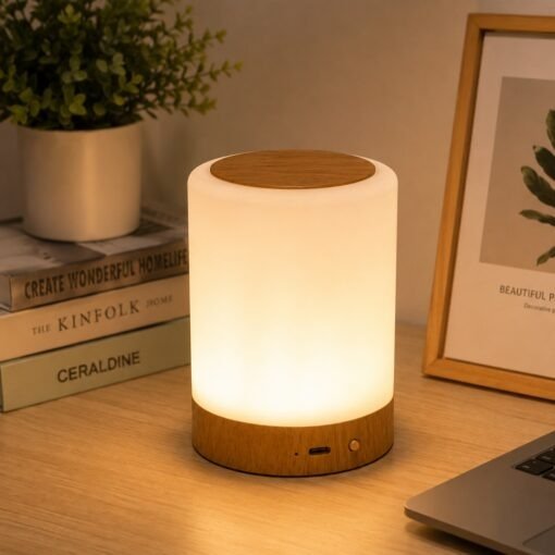 Producto - Lampara recargable tactil efecto madera - 0
