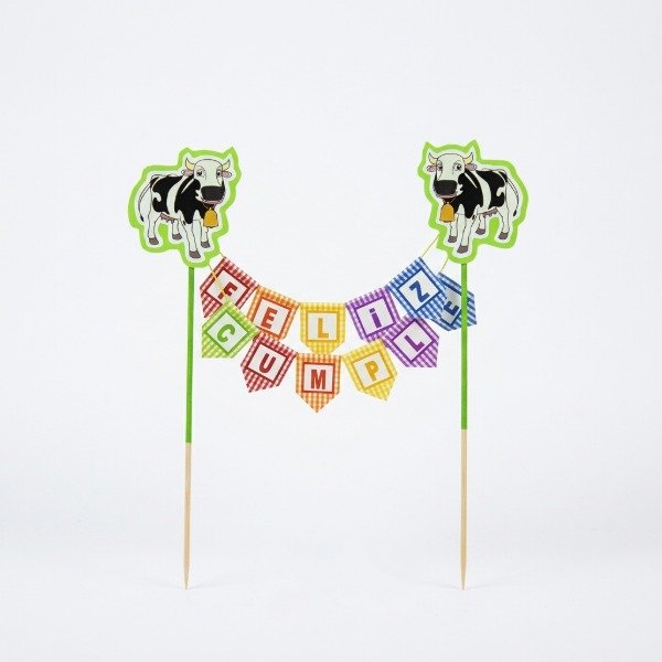 Producto - Topper banderin Vaca Granja de Zenon