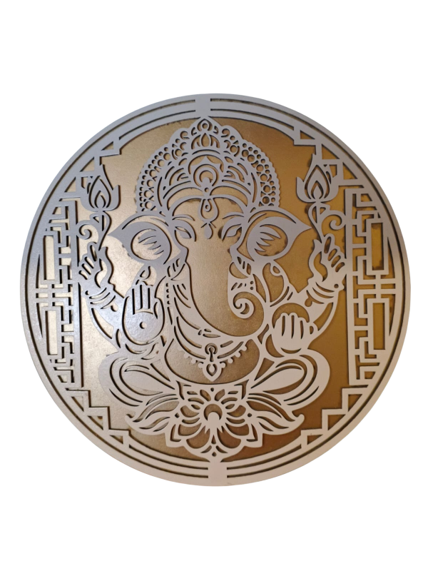 Producto - Cuadro Ganesha Calado Blanco y Dorado 34 cm - 0