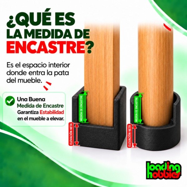Producto - Taco Elevador Mueble Cuadrado 6x6cm Altura 2cm Ajustable - 4