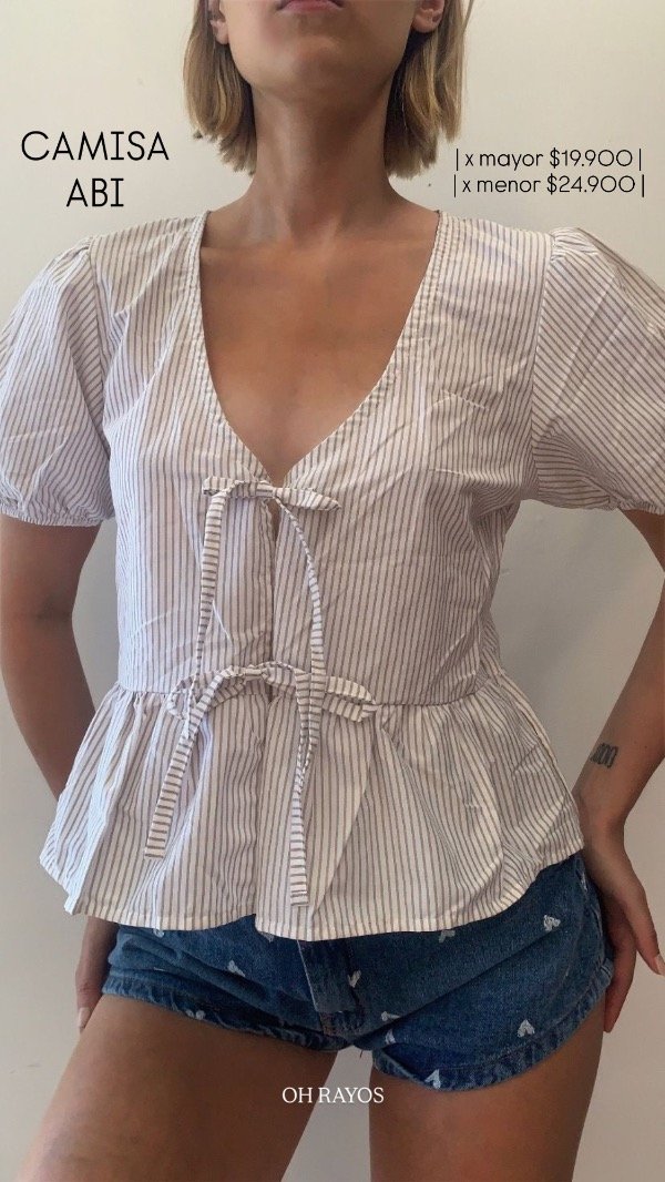 Producto - Camisa Abi ( Blanco con Beige)