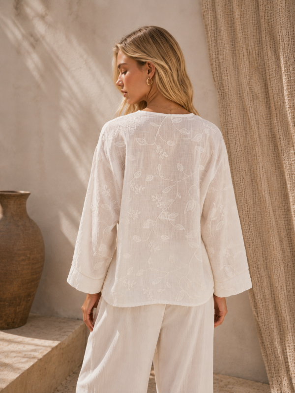 Producto - Kimono Macarena (Lino bordado 3D) - 3