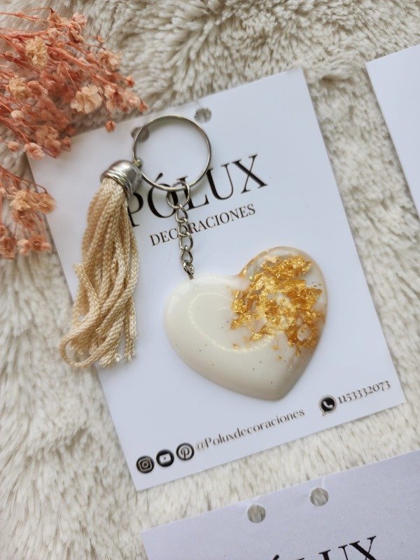 Producto - Corazon - Cristal blanco con glitter dorado