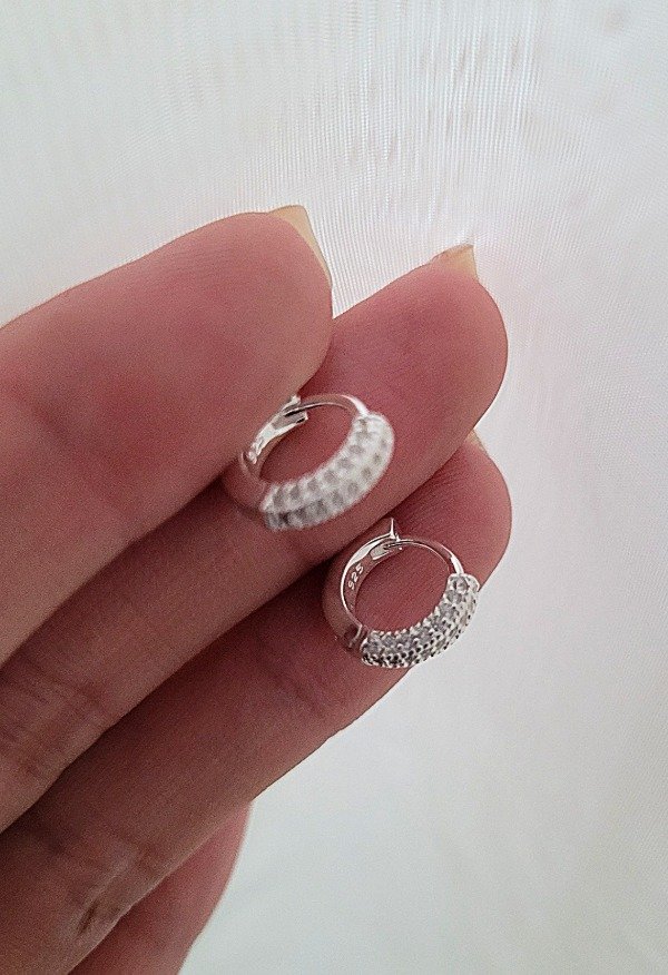 Producto - Argollitas cúbics gruesa - Plata 925