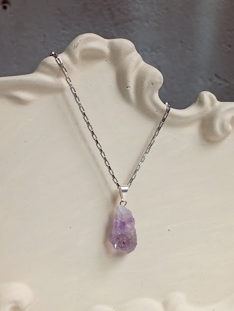 Producto - Collar PAZ piedra AMATISTA - Acero quirúrgico