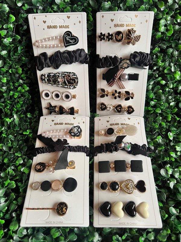 Producto - Set de hebillas y scrunchie negro