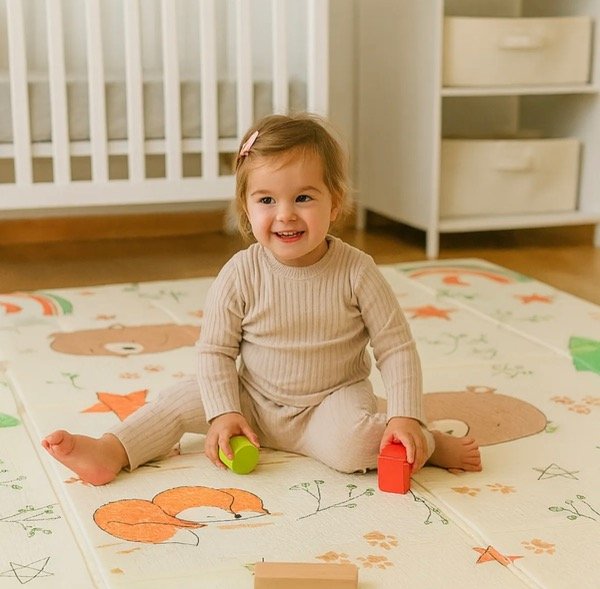 Producto - Alfombra Reversible Antigolpes Rainbow Oso Dormilon