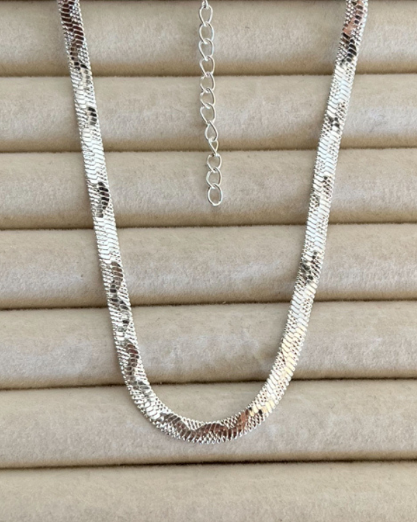 Producto - Cadena clapton plana con textura de acero blanco 35-40cm