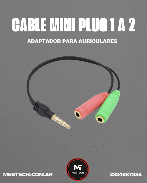 Producto - ADAPTADOR 2 JACK AUDIO A 1 MINIPLIG