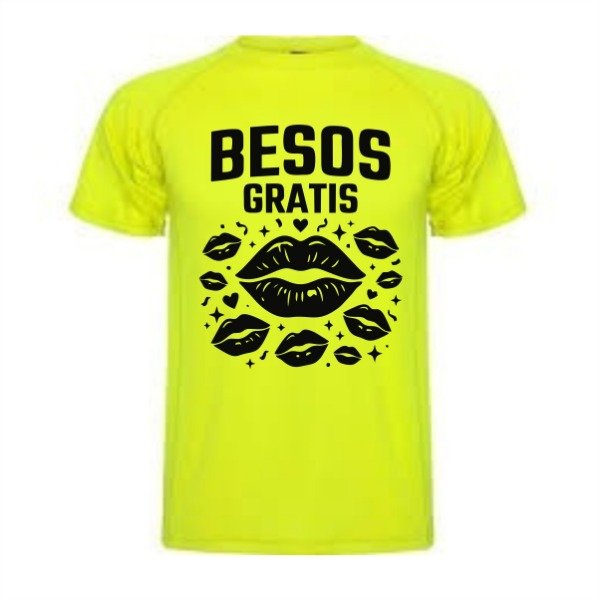 Producto - REMERA FLUOR BESOS GRATIS BIZZARRA BARILOCHE DESPEDIDA