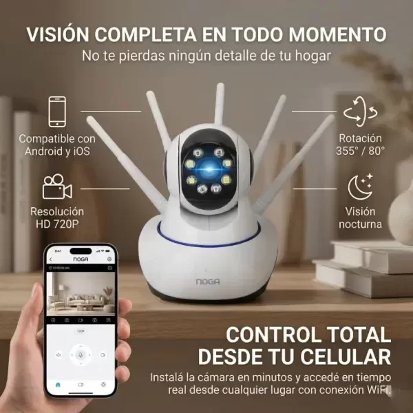 Producto - Cámara de Seguridad Inalambrica Wifi Noga Bgw20s - 2