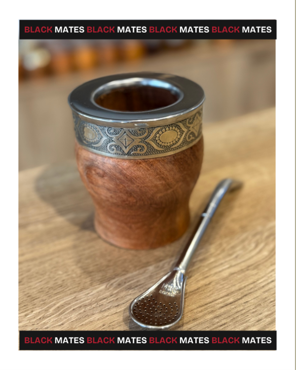 Producto - IMPERIAL ALGARROBO RUSTICO CON BOMBILLA ACERO INOX