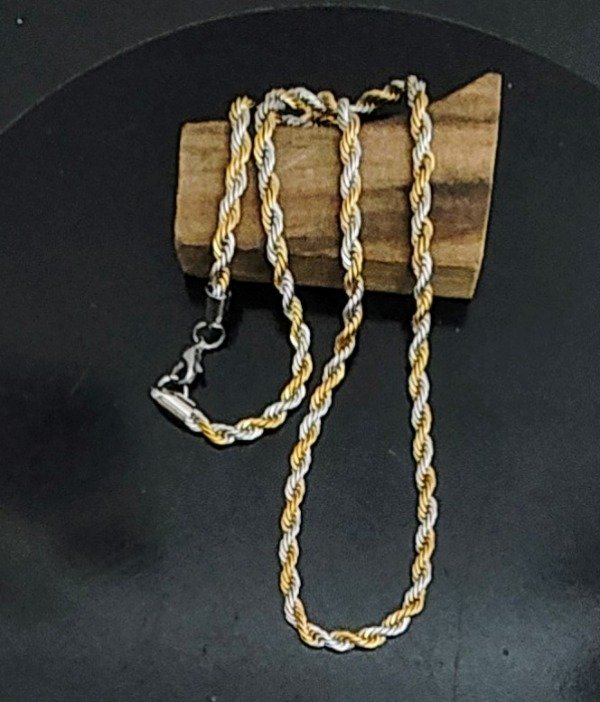 Producto - Cadena Torzada Dorada y Plateada 55 cm