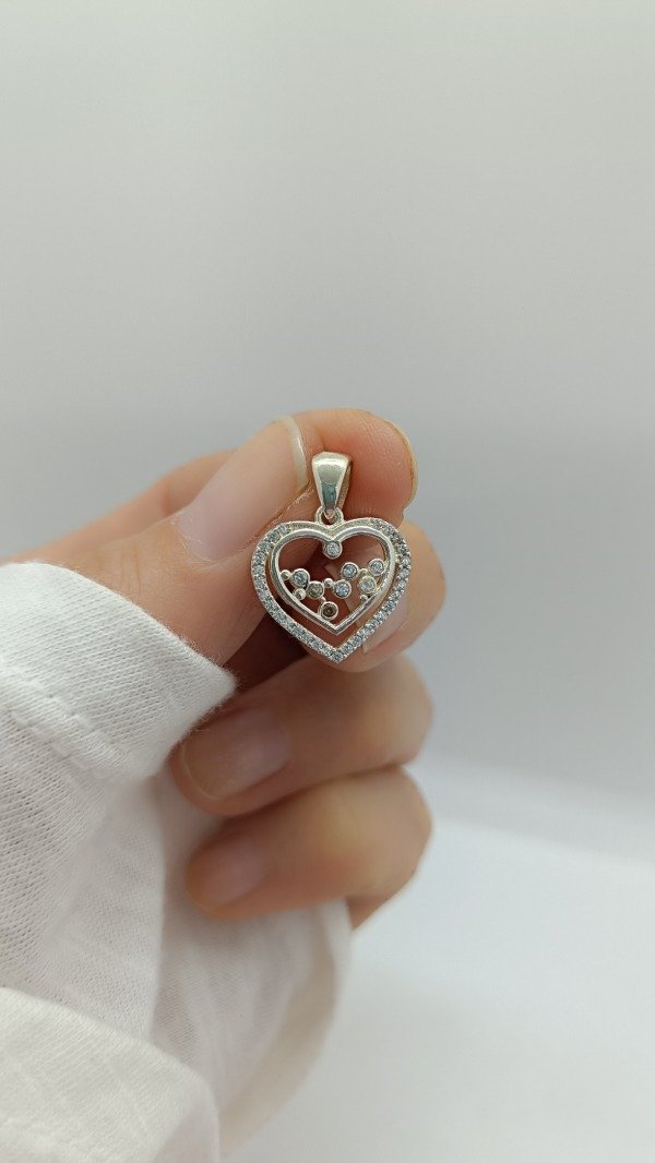 Producto - Corazón doble con microcubics