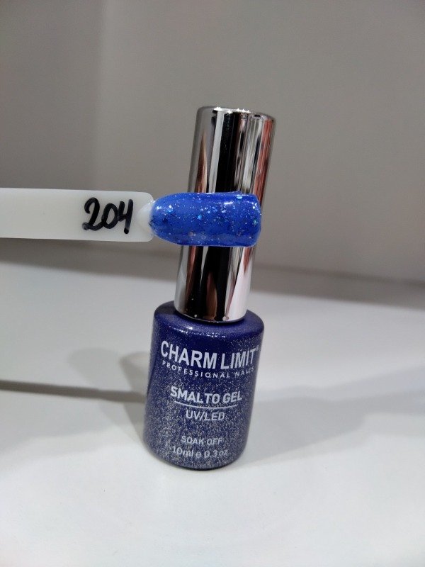Producto - Semipermanente Charm Limit 10ml azul con brillos 204