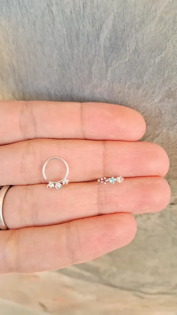Producto - Argollita de Plata 10mm con 3 Estrellas Shine Multicolor (unidad)