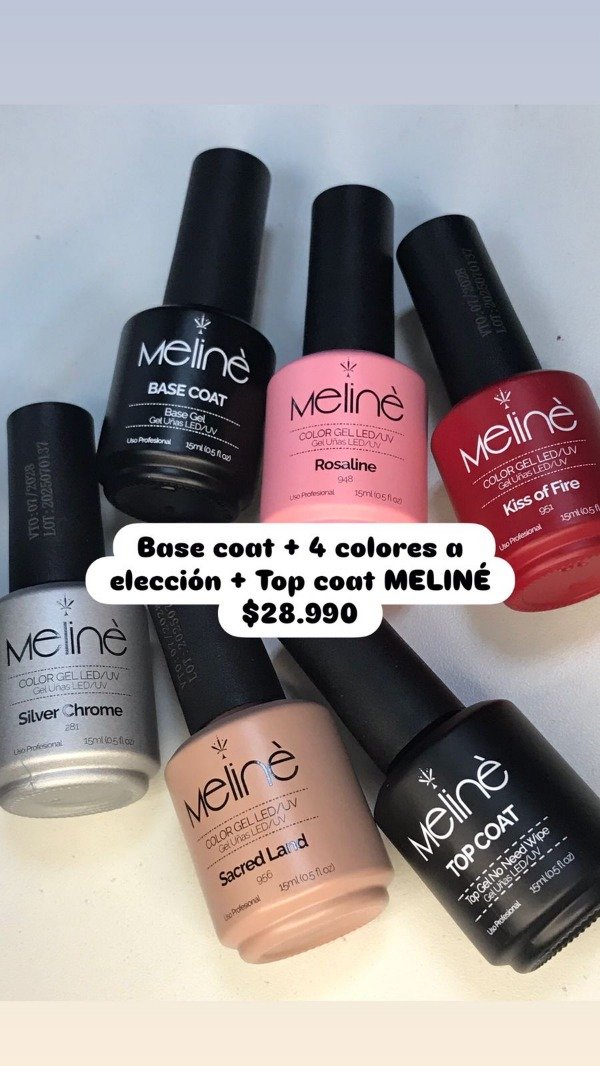 Producto - 1 Base Coat + 4 Colores a eleccion + 1 Top Coat MELINE