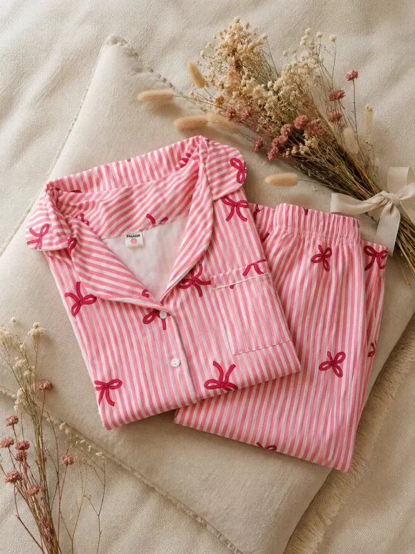 Producto - PIJAMA CAMISERO MOÑOS
