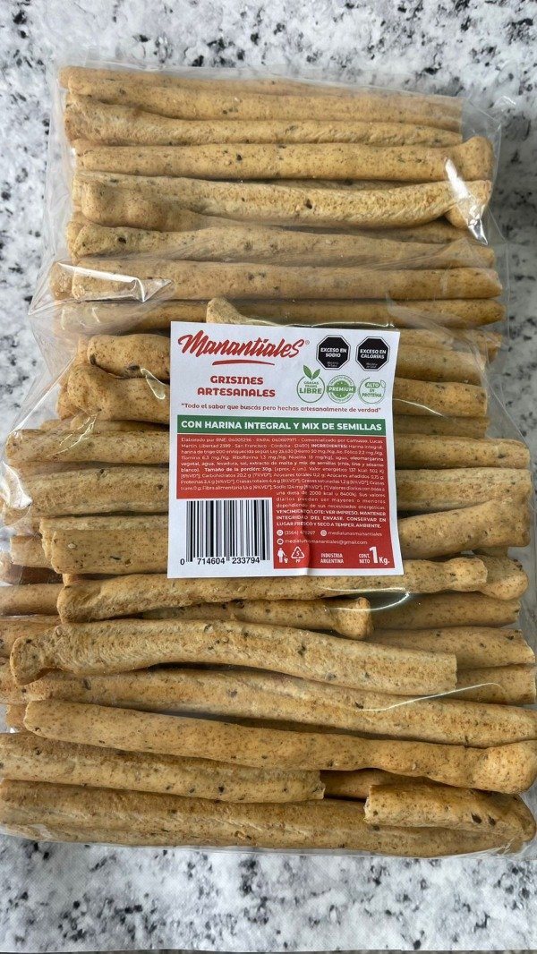 Producto - GRISINES INTEGRALES con MIX DE SEMILLAS x 1 kg MANANTIALES