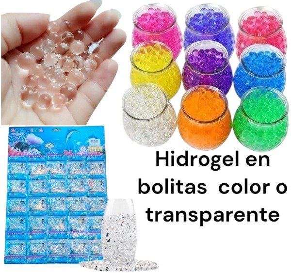 Producto - Bolitas de hidrogel transparente o colores