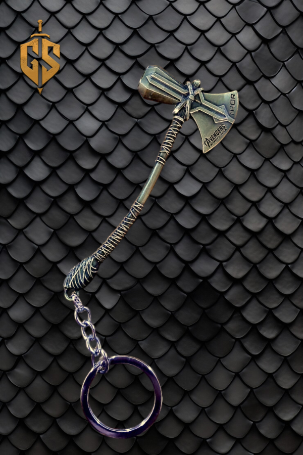 Producto - Llavero de metal Hacha de Thor Dorada