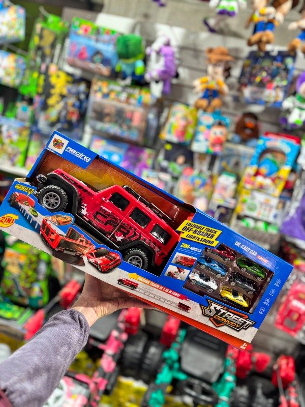 Producto - Pista Desplegable 2 en 1 Camión Camioneta con Luz, Sonido y 6 Autos Pixel kids - 1