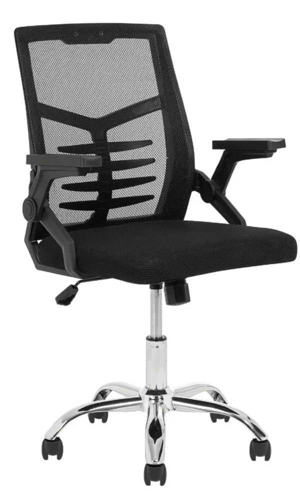 Producto - Silla de Oficina Ergonómica Space-Saver con Apoyabrazos Rebatibles - Negra