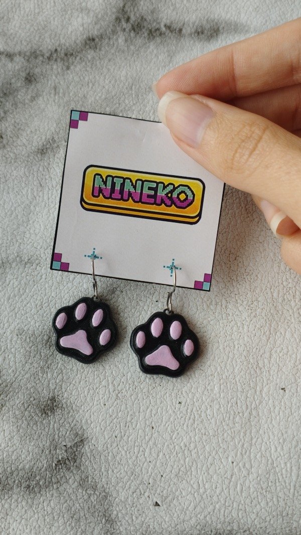 Producto - Aros patita gato negra - 0