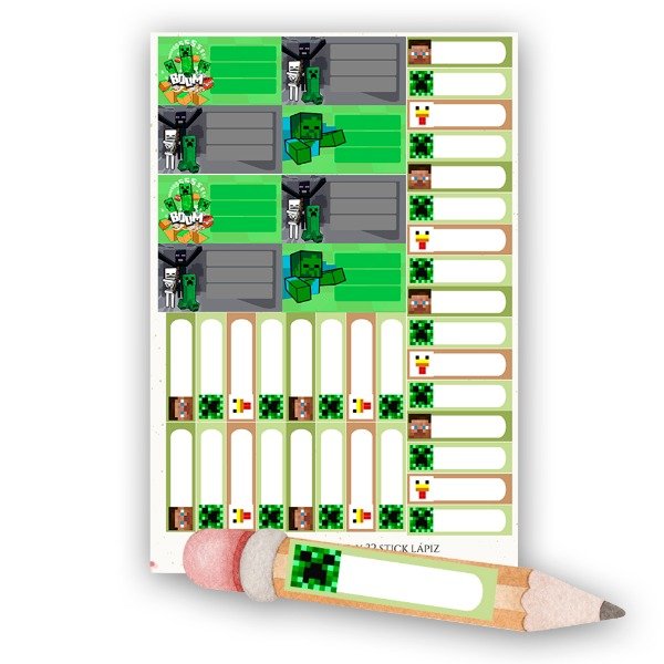 Producto - Kit de Etiquetas Escolares - Minecraft
