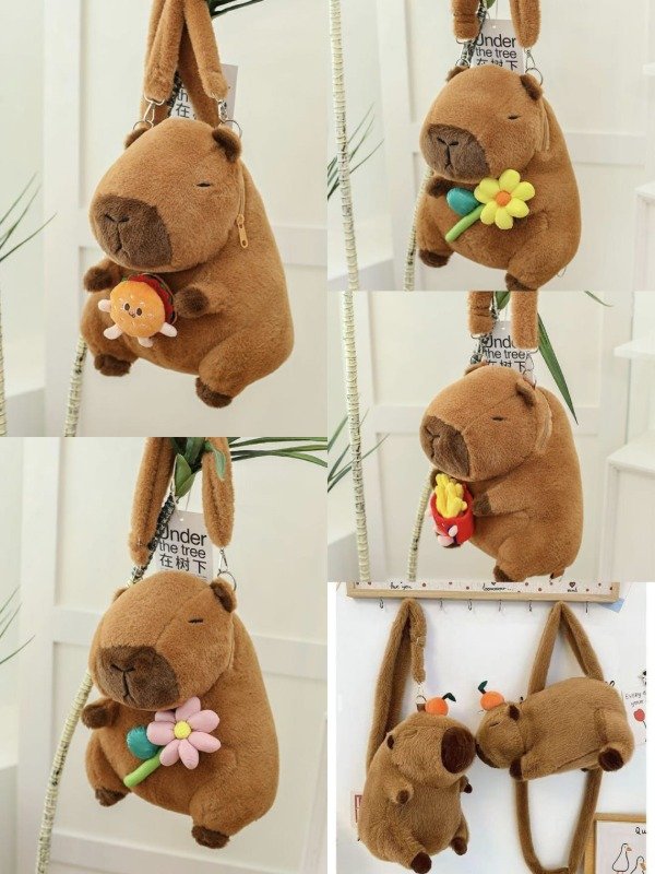 Producto - MOCHILA PELUCHE/CARTERA CAPIBARA SURTIDOS (x6)