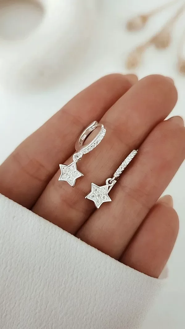 Producto - Argollas 1,3cm dient dije estrella mp P925