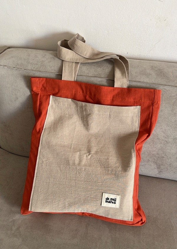Producto - Tote bag bicolor: terracota y beige