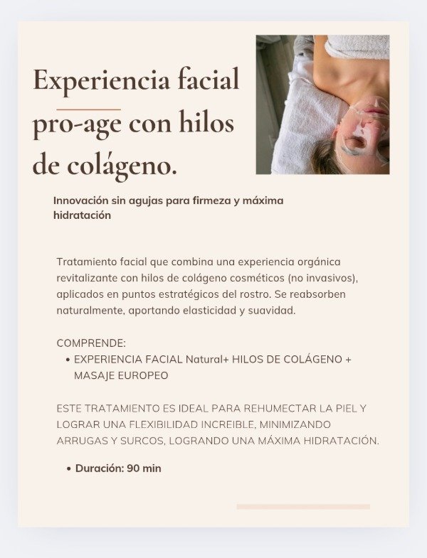 Producto - EXPERIENCIA FACIAL CON HILOS DE COLÁGENO NO INVASIVOS - Mendoza 18/12