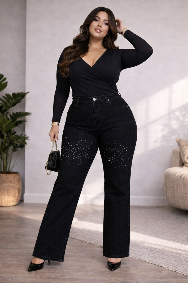 Producto - Jean Negro con brillos elastizado