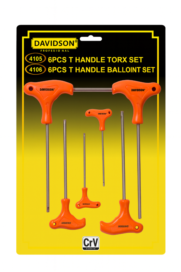 Producto - Juego 6 Llaves Allen Tipo T Davidson 3-10 mm  Profesional CrV