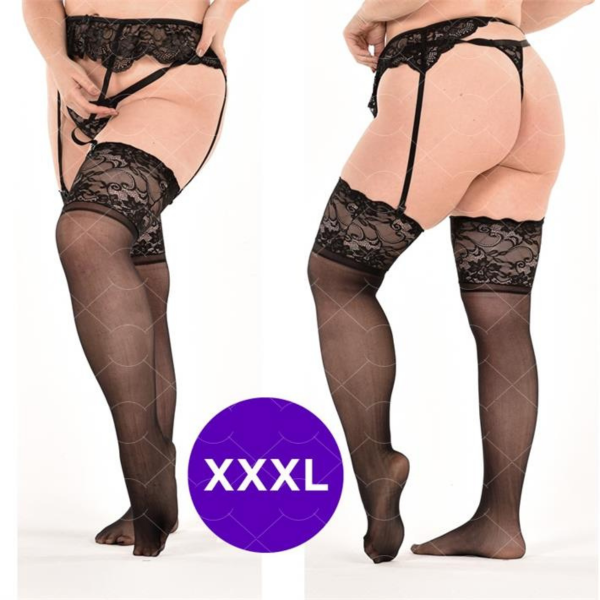 Producto - MEDIAS DE LYCRA NEGRAS CON PUNTILLA ANCHA XXXL