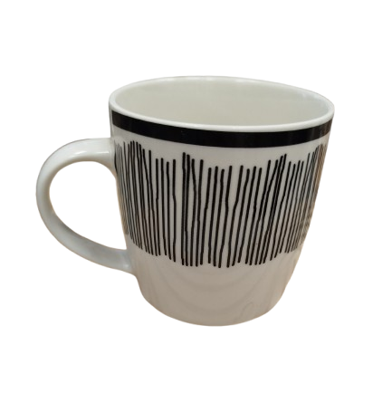 Producto - Taza de cerámica Blanca y media raya