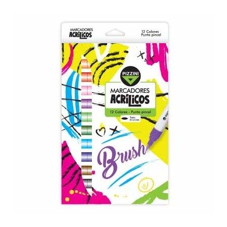 Producto - MARCADORES PIZZINI ACRILICO PINCEL BRUSH x12