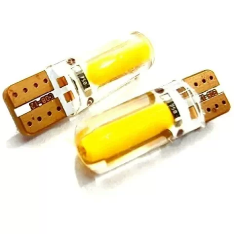 Producto - T10 Siliconado Largo COB Ámbar