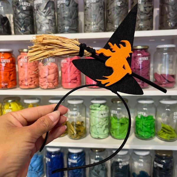 Producto - Vincha halloween sombrero buja con escoba