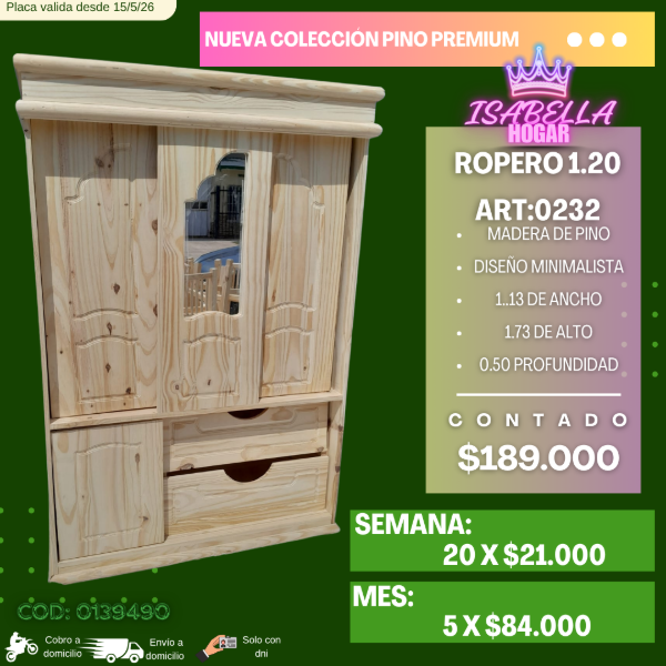 Producto - ROPERO DE 1.20 CON ESPEJO