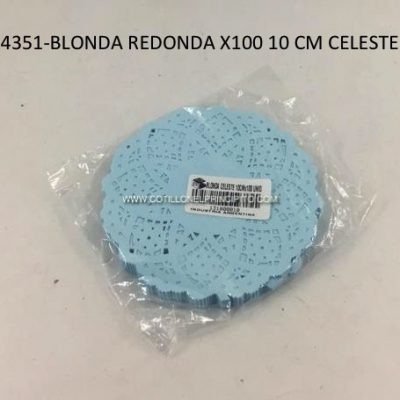 Producto - Blonda Redonda 10cm Color Celeste x100 Unidades