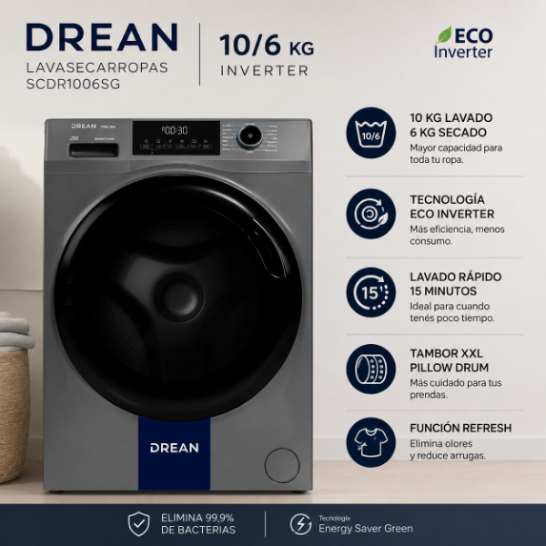 Producto - LAVASECARROPAS DREAN 10/6 KG INVERTER