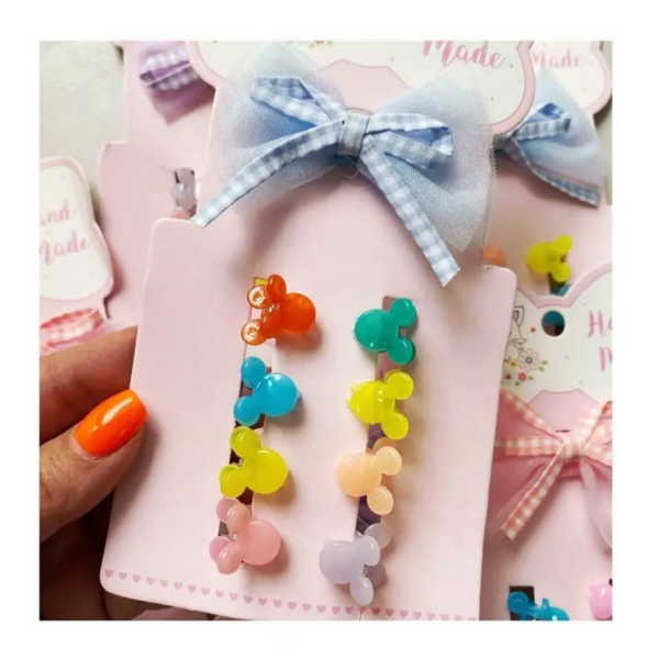 Producto - Set x8 Mini Hebillas Conejitos + Moño de Tul Lila - 3