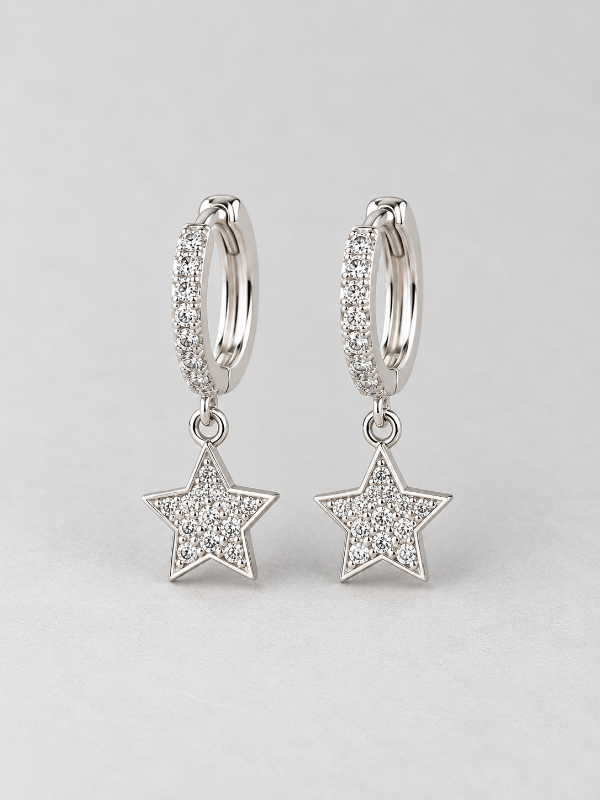 Producto - Aros Huggies star 1,5cm Plata 925 lam - 1