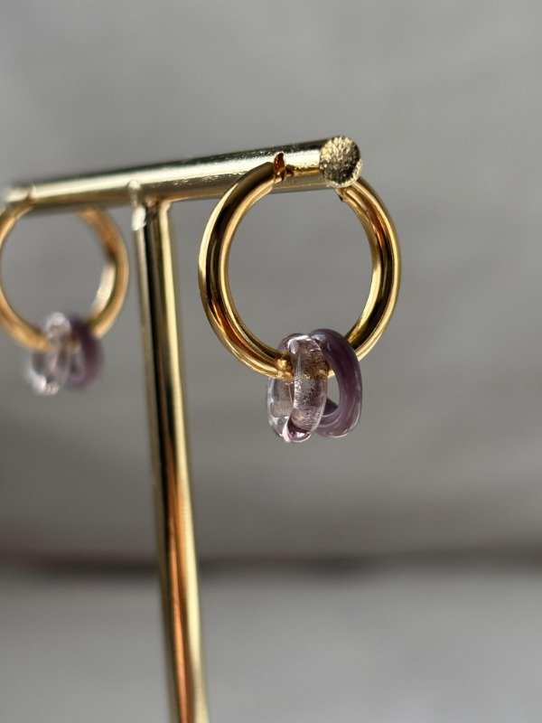 Producto - Aros Dony Dobles Lilas en Vidrio murano