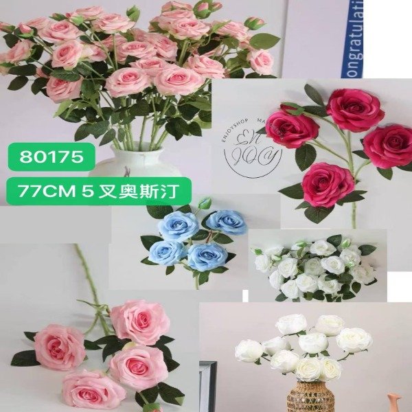 Producto - RAMO DE5 ROSAS FLOR ARTIFICIAL 77CM 80175