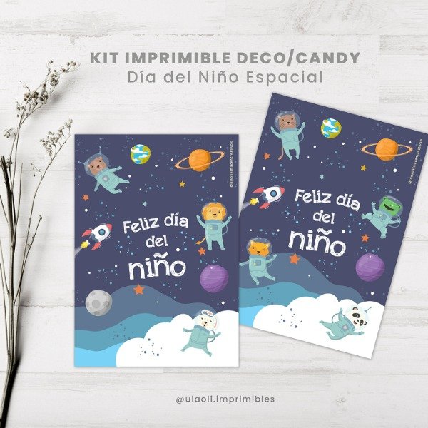 Producto - Kit Imprimible Deco/Candy Día del Niño "Espacial"